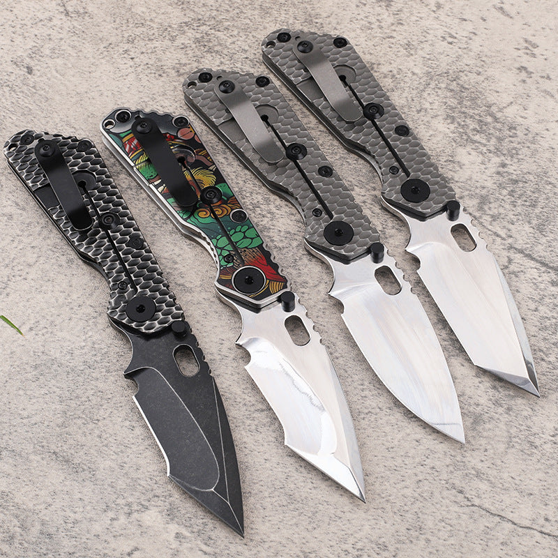 MASALONG D2 Steel Folding EDC Utility Knife - Titanium Handle Outdoor Tool Kni-fd-019