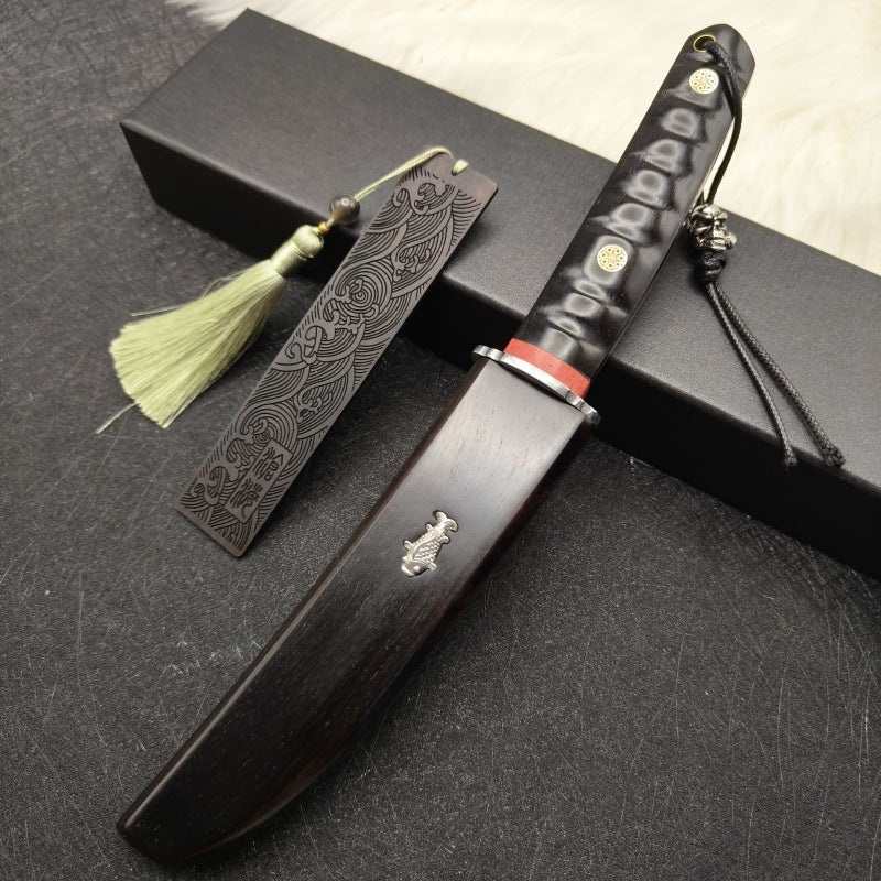 MASALONG Hand-Forged Damascus VG10 Steel Fixed Blade Outdoor Knife - 62HRC (Koi)
