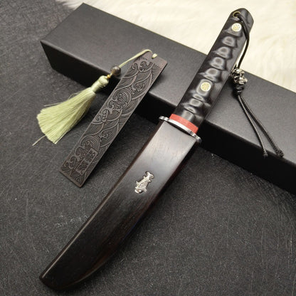 MASALONG Hand-Forged Damascus VG10 Steel Fixed Blade Outdoor Knife - 62HRC (Koi)