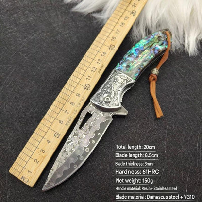 MASALONG Damascus Steel Folding Pocket Knife - High Hardness EDC Utility