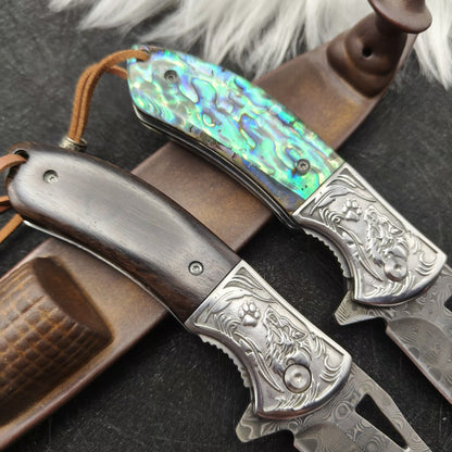 MASALONG Damascus Steel Folding Pocket Knife - High Hardness EDC Utility