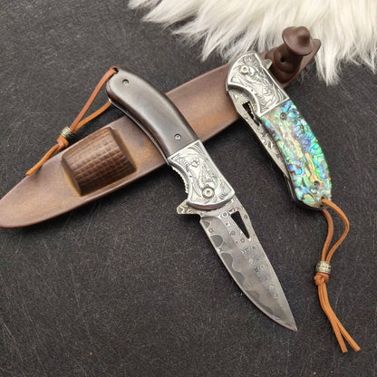 MASALONG Damascus Steel Folding Pocket Knife - High Hardness EDC Utility