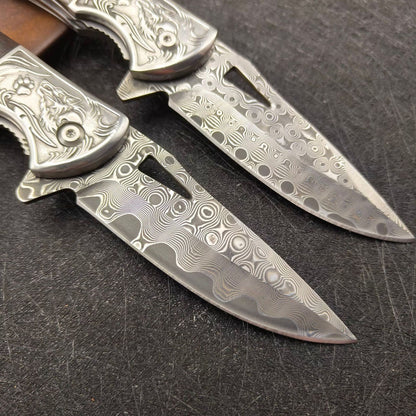MASALONG Damascus Steel Folding Pocket Knife - High Hardness EDC Utility