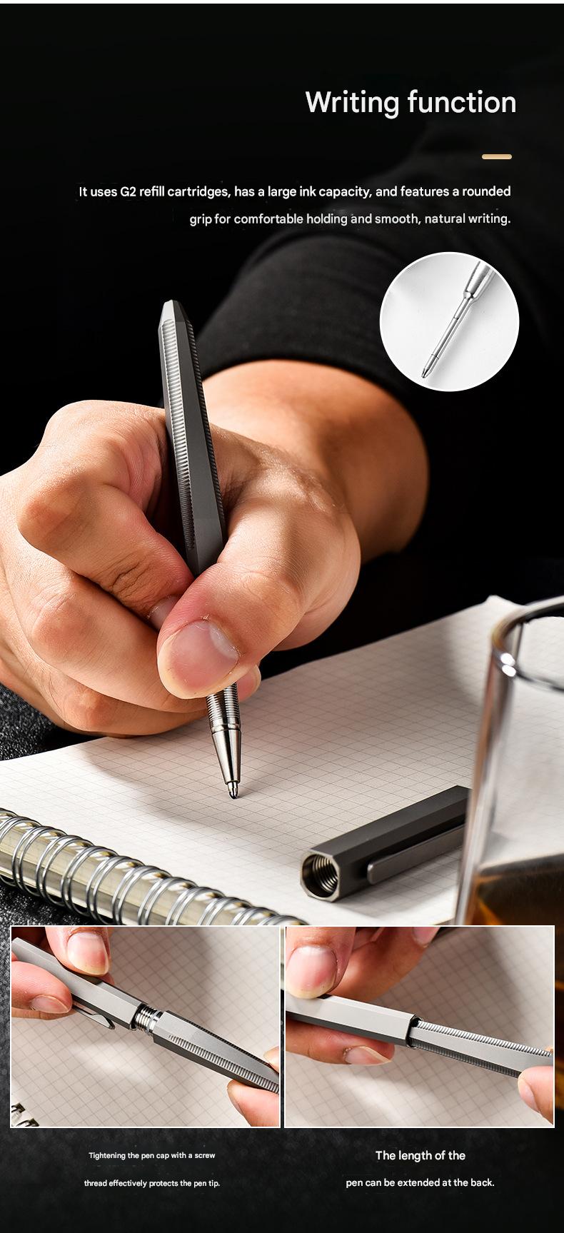 Masalong Titanium alloy tactical pen, outdoor EDC self-defense pen, survival camping window breaking artifact tool Pen001