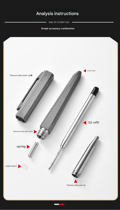 Masalong Titanium alloy tactical pen, outdoor EDC self-defense pen, survival camping window breaking artifact tool Pen001