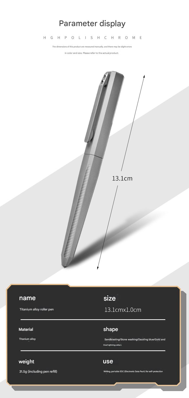 Masalong Titanium alloy tactical pen, outdoor EDC self-defense pen, survival camping window breaking artifact tool Pen001