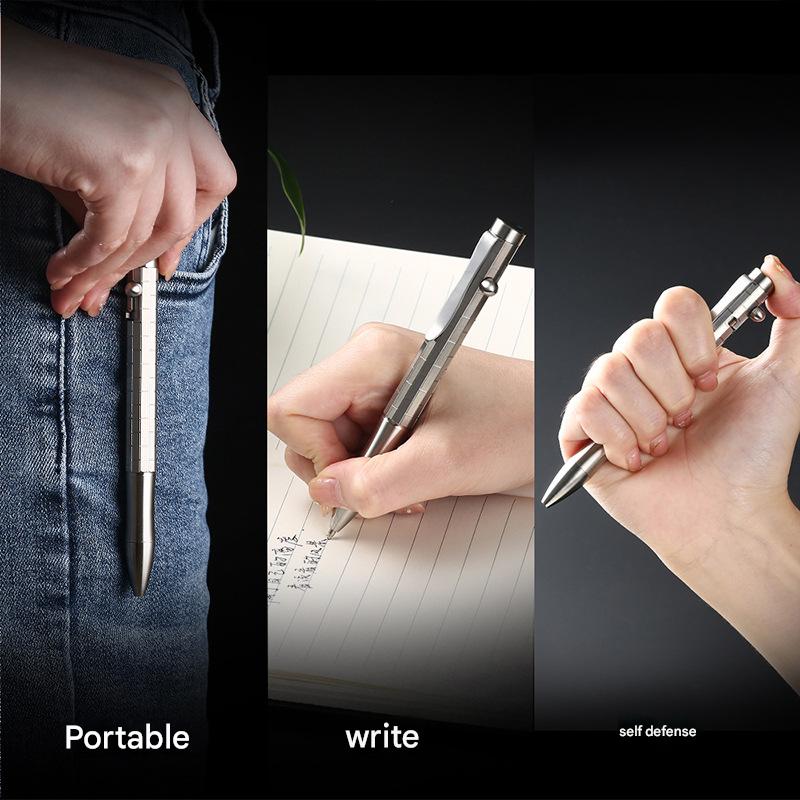 Masalong Titanium alloy tactical pen outdoor  pen body grid appearance EDC tool Pen003