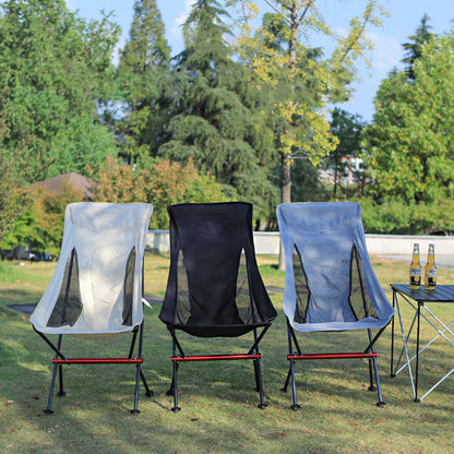 MA-YJ-004 Silla plegable portátil para exteriores de aleación de aluminio para aviación, silla tipo luna, silla para acampar con soporte de aluminio