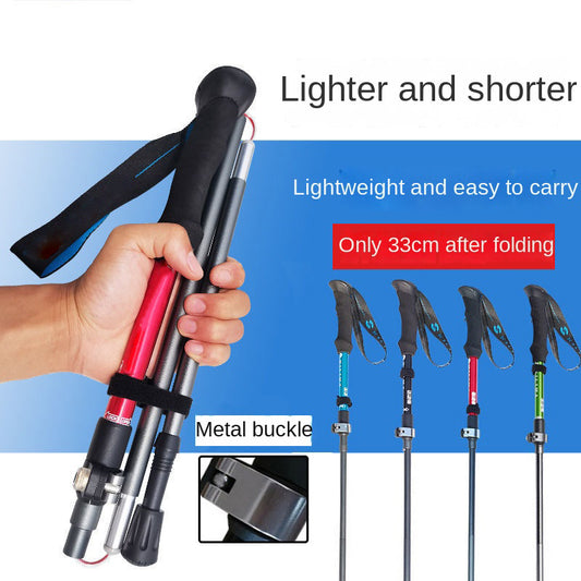 MA-QLM-002 Bengala dobrável de liga de alumínio com trava externa para escalada e caminhada off-road