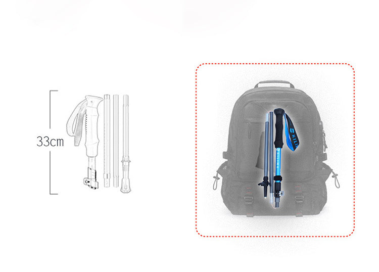 MA-QLM-002 Bengala dobrável de liga de alumínio com trava externa para escalada e caminhada off-road