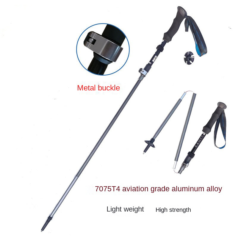 MA-QLM-002 Bengala dobrável de liga de alumínio com trava externa para escalada e caminhada off-road