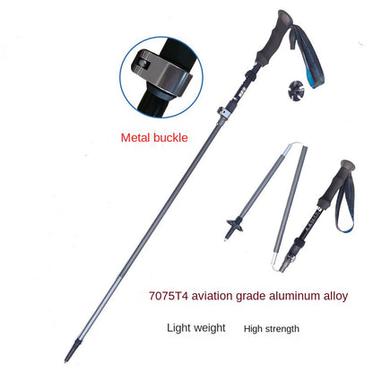 MA-QLM-002 Bengala dobrável de liga de alumínio com trava externa para escalada e caminhada off-road