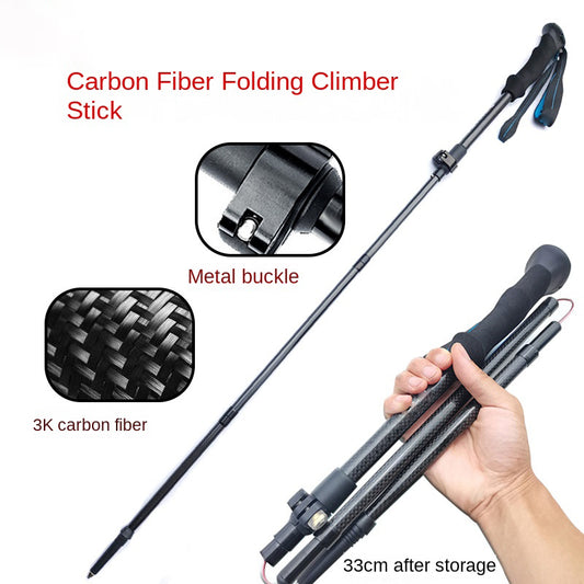 MA-QLM-006 Dobrável S01 Escalada Bastão 3K Fibra de Carbono Escalada Bastão Fivela de Metal Elástico Fibra de Carbono