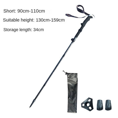 MA-QLM-007 Bengala de escalada dobrável de fibra de carbono 3K com cabo longo e fivela de metal para escalada e caminhada, bengala de carbono ultraleve