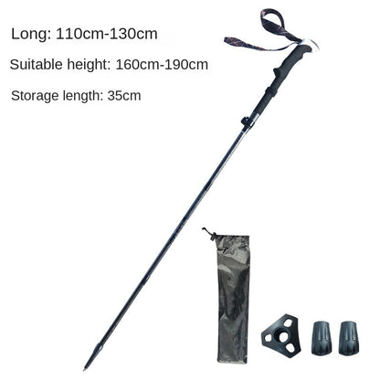 MA-QLM-007 Bengala de escalada dobrável de fibra de carbono 3K com cabo longo e fivela de metal para escalada e caminhada, bengala de carbono ultraleve