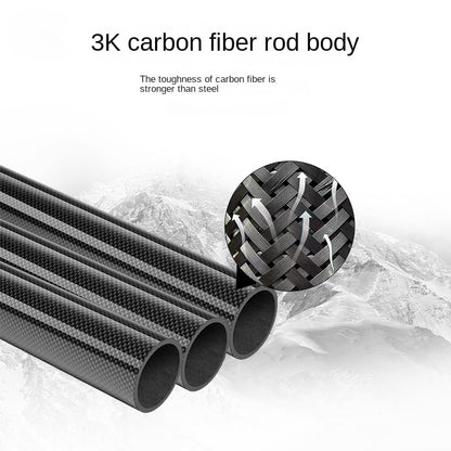 MA-QLM-007 Bengala de escalada dobrável de fibra de carbono 3K com cabo longo e fivela de metal para escalada e caminhada, bengala de carbono ultraleve
