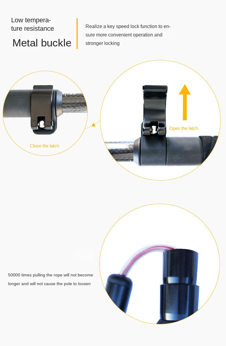 MA-QLM-007 Bengala de escalada dobrável de fibra de carbono 3K com cabo longo e fivela de metal para escalada e caminhada, bengala de carbono ultraleve