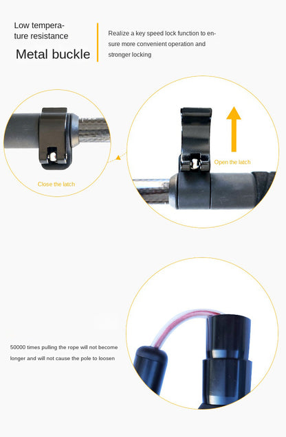 MA-QLM-007 Bengala de escalada dobrável de fibra de carbono 3K com cabo longo e fivela de metal para escalada e caminhada, bengala de carbono ultraleve
