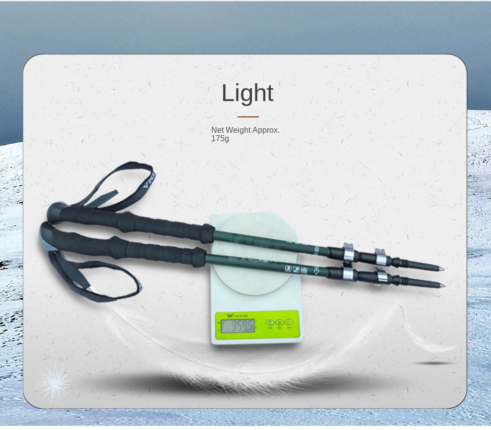 MA-QLM-009 Bengala de montanhismo feita de fibra de carbono, cabo reto ultraleve e extensível com trava externa ajustável, adequada para caminhadas e escaladas