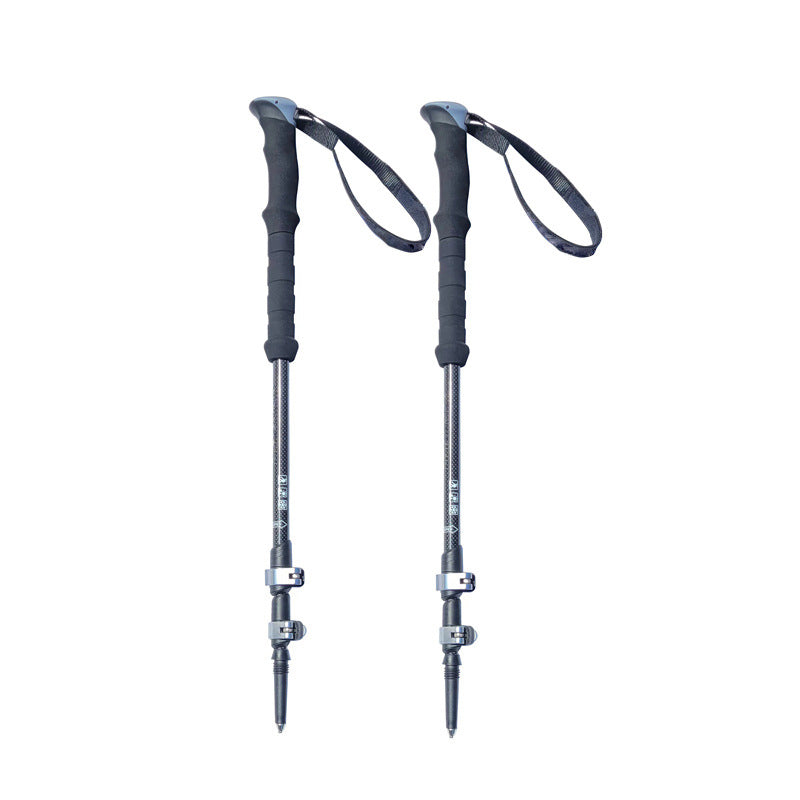 MA-QLM-009 Bengala de montanhismo feita de fibra de carbono, cabo reto ultraleve e extensível com trava externa ajustável, adequada para caminhadas e escaladas