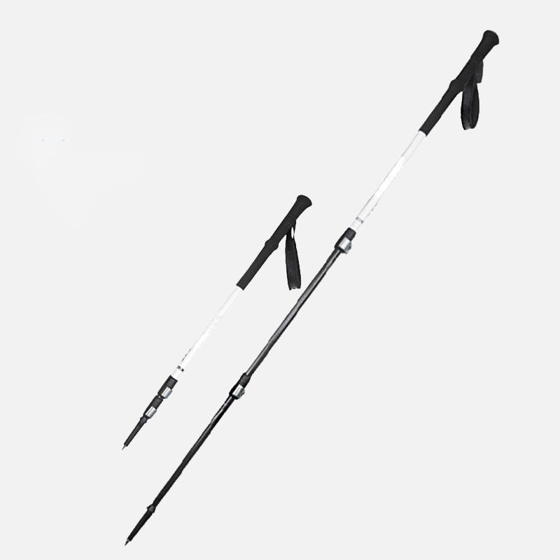 MA-QLM-010 Bastão de caminhada de fibra de carbono com fivela grande de metal, adequado para caminhadas em montanhas nevadas, com cabo reto flexível e peso leve