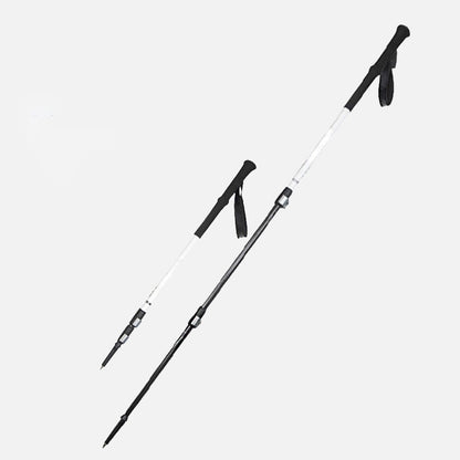MA-QLM-010 Bastão de caminhada de fibra de carbono com fivela grande de metal, adequado para caminhadas em montanhas nevadas, com cabo reto flexível e peso leve