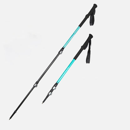 MA-QLM-010 Bastão de caminhada de fibra de carbono com fivela grande de metal, adequado para caminhadas em montanhas nevadas, com cabo reto flexível e peso leve