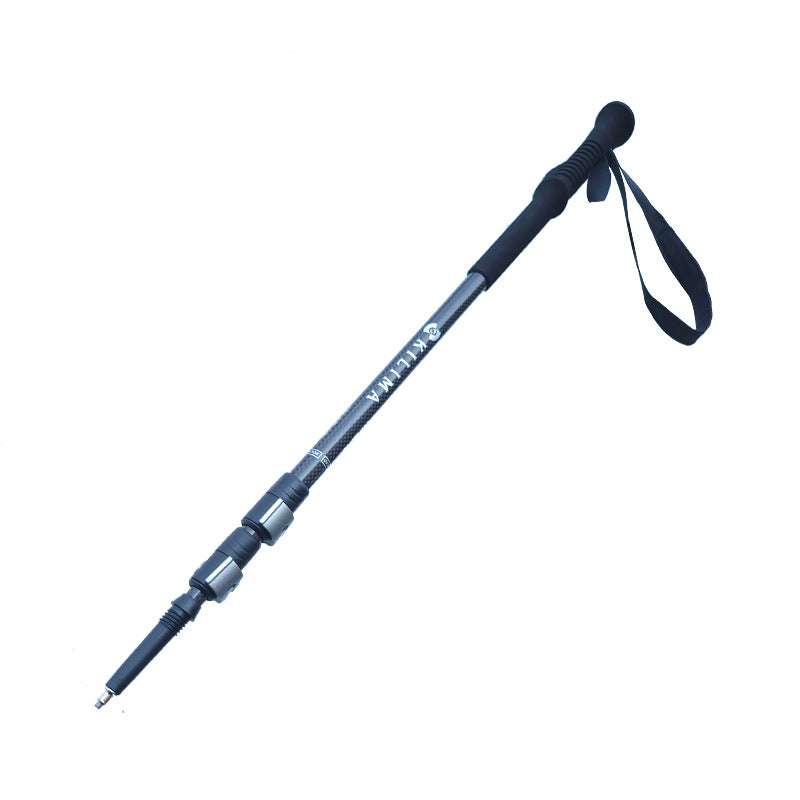 MA-QLM-010 Bastão de caminhada de fibra de carbono com fivela grande de metal, adequado para caminhadas em montanhas nevadas, com cabo reto flexível e peso leve