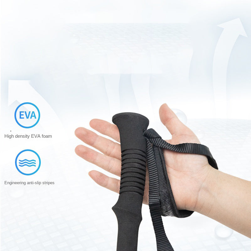MA-QLM-010 Bastão de caminhada de fibra de carbono com fivela grande de metal, adequado para caminhadas em montanhas nevadas, com cabo reto flexível e peso leve