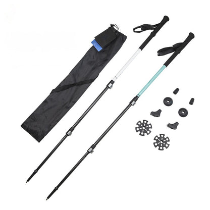 MA-QLM-010 Bastão de caminhada de fibra de carbono com fivela grande de metal, adequado para caminhadas em montanhas nevadas, com cabo reto flexível e peso leve