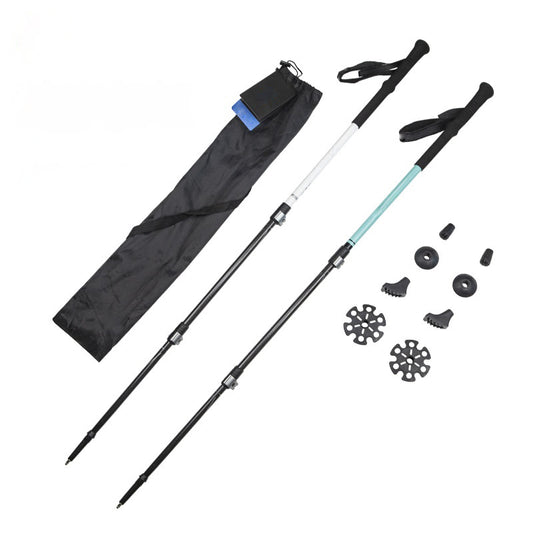 MA-QLM-010 Bastão de caminhada de fibra de carbono com fivela grande de metal, adequado para caminhadas em montanhas nevadas, com cabo reto flexível e peso leve