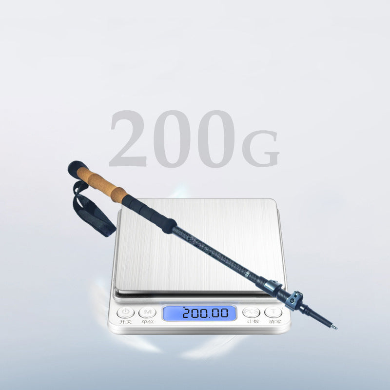 MA-QLM-011 Bastão de caminhada de fibra de carbono com cabo de cortiça e fivela de metal retrátil para caminhadas ultraleves com cabo reto