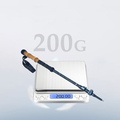 MA-QLM-011 Bastão de caminhada de fibra de carbono com cabo de cortiça e fivela de metal retrátil para caminhadas ultraleves com cabo reto