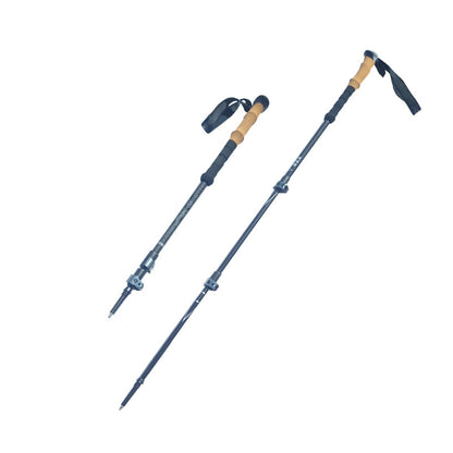 MA-QLM-011 Bastão de caminhada de fibra de carbono com cabo de cortiça e fivela de metal retrátil para caminhadas ultraleves com cabo reto