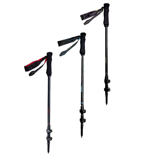 MA-QLM-014 Bastões de trekking em fibra de carbono com design telescópico, antiderrapantes em carbono e equipamento leve para escalada e caminhada, ao ar livre