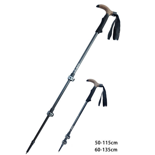 MA-QLM-015 3K fibra de carbono T-alça de caminhada, bastão de caminhada para escalada e caminhadas, fibra de carbono ultra leve metal ao ar livre