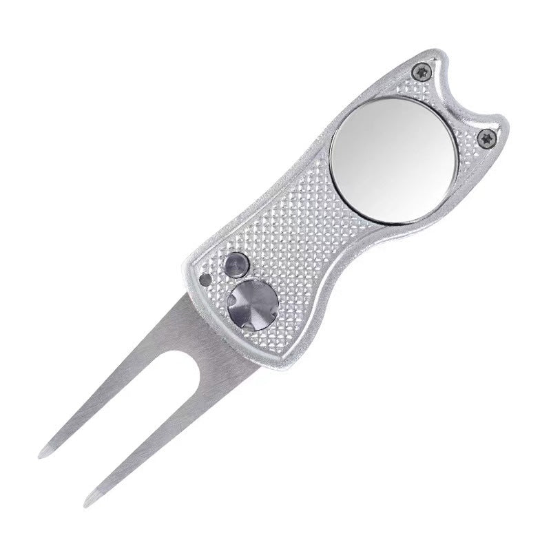 MASALONG Folding Golf Divot Repair Tool - Zinc Alloy Puting Green Fork