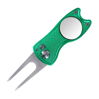 MASALONG Folding Golf Divot Repair Tool - Zinc Alloy Puting Green Fork