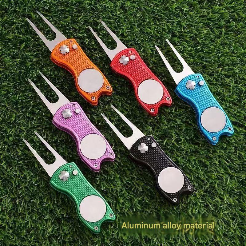 MASALONG Folding Golf Divot Repair Tool - Zinc Alloy Puting Green Fork