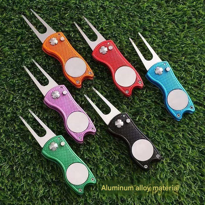 MASALONG Folding Golf Divot Repair Tool - Zinc Alloy Puting Green Fork