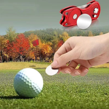 MASALONG Folding Golf Divot Repair Tool - Zinc Alloy Puting Green Fork