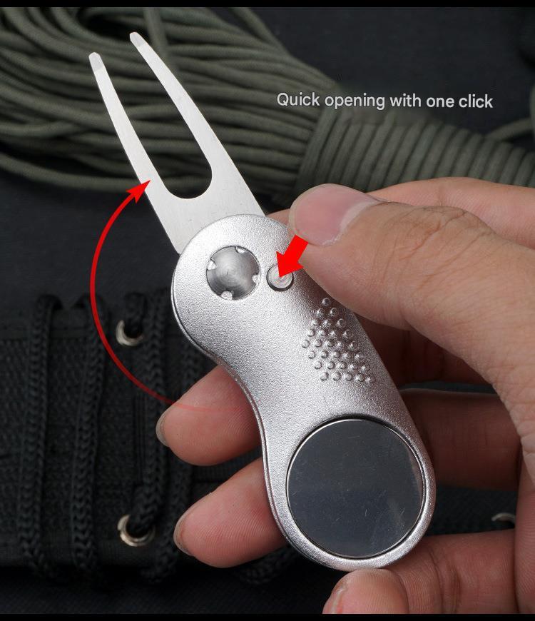 MASALONG Folding Golf Divot Tool - Spring-Assisted Lawn Repair Fork
