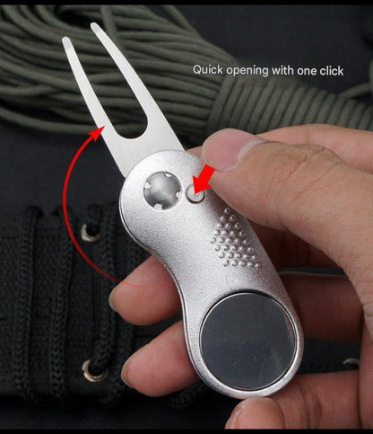 MASALONG Folding Golf Divot Tool - Spring-Assisted Lawn Repair Fork