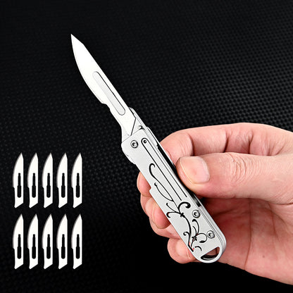 MASALONG MA-TY-025 Cuchillo de arte de acero inoxidable con forma de orquídea de estilo chino, cuchillo de corte afilado, llavero portátil, desempaquetado y desembalaje, cuchillo de entrega exprés