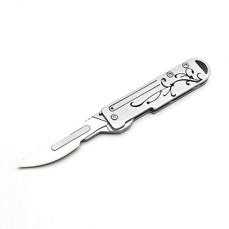MASALONG MA-TY-025 Cuchillo de arte de acero inoxidable con forma de orquídea de estilo chino, cuchillo de corte afilado, llavero portátil, desempaquetado y desembalaje, cuchillo de entrega exprés