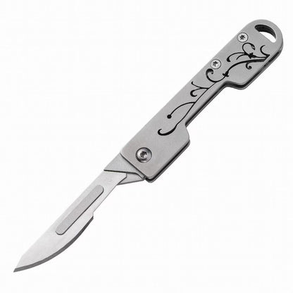 MASALONG MA-TY-025 Cuchillo de arte de acero inoxidable con forma de orquídea de estilo chino, cuchillo de corte afilado, llavero portátil, desempaquetado y desembalaje, cuchillo de entrega exprés