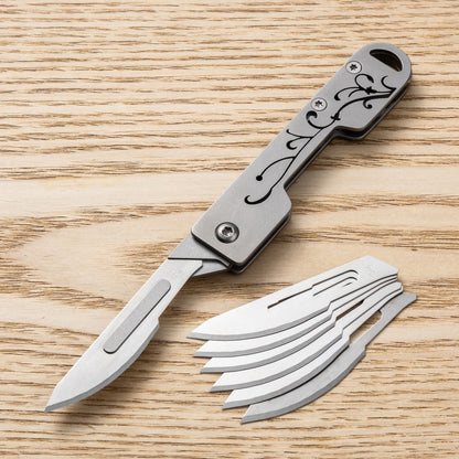 MASALONG MA-TY-025 Cuchillo de arte de acero inoxidable con forma de orquídea de estilo chino, cuchillo de corte afilado, llavero portátil, desempaquetado y desembalaje, cuchillo de entrega exprés