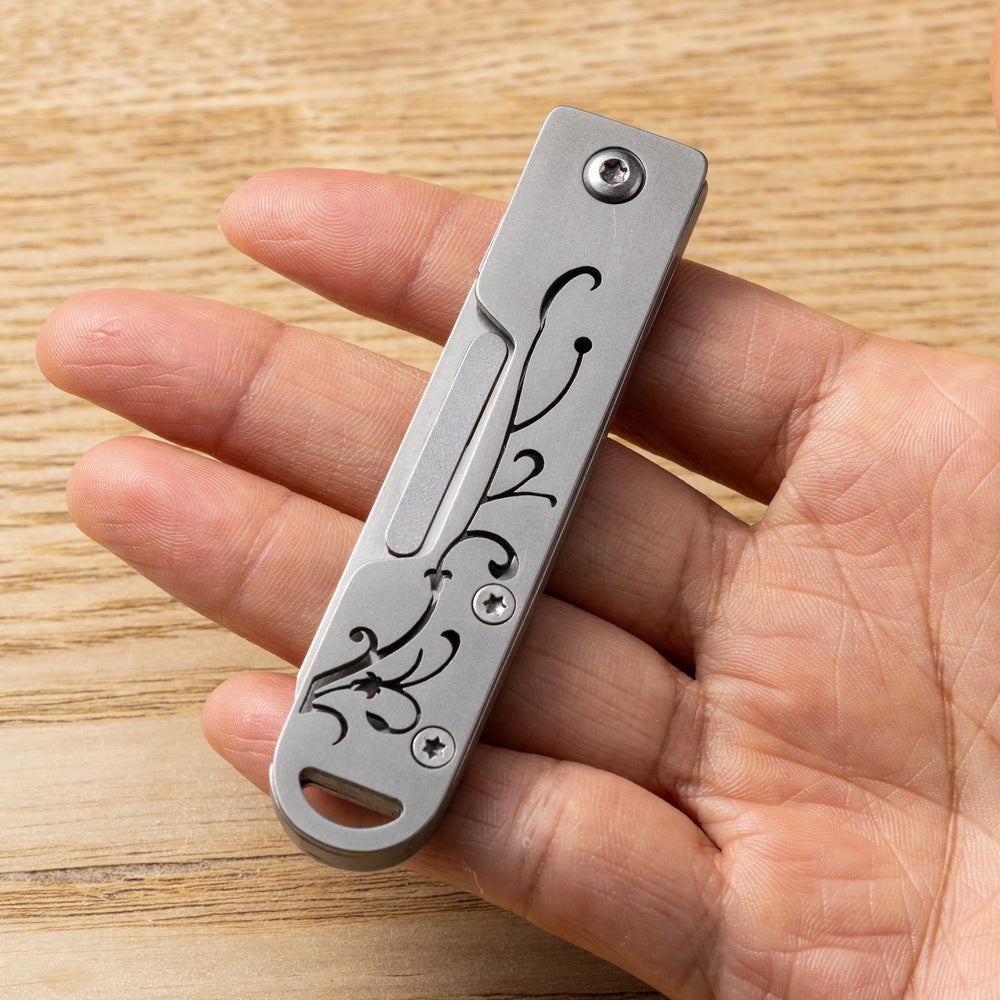 MASALONG MA-TY-025 Cuchillo de arte de acero inoxidable con forma de orquídea de estilo chino, cuchillo de corte afilado, llavero portátil, desempaquetado y desembalaje, cuchillo de entrega exprés