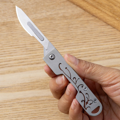 MASALONG MA-TY-025 Cuchillo de arte de acero inoxidable con forma de orquídea de estilo chino, cuchillo de corte afilado, llavero portátil, desempaquetado y desembalaje, cuchillo de entrega exprés