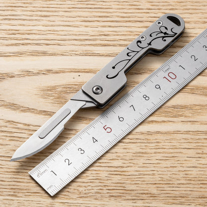 MASALONG MA-TY-025 Cuchillo de arte de acero inoxidable con forma de orquídea de estilo chino, cuchillo de corte afilado, llavero portátil, desempaquetado y desembalaje, cuchillo de entrega exprés